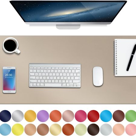 Boutilon Leather Desk Pad 30" x14",Non-Slip Mouse Pad,Office Desk Mat,Waterprooft PU Leather Desk Blotter,Desk Pad Protector,Desk Writing Pad for Home Office Decor (M-Beige)