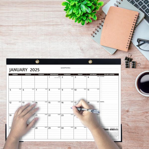 Desk Calendar 2024-2026 – Run Now to MAR 2026, 16 Monthly Desk Calendar 2024-2026, Large Desk Calendar, 17'' x 12'', 2025 Desk/Wall Calendar with To-do Lists, Desk Pad, Ruled Blocks, Corner Protectors - Image 7
